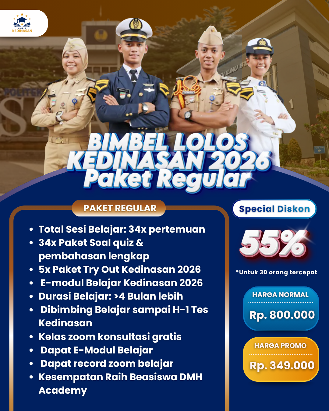 BIMBEL LOLOS KEDINASAN 2026 (REGULER)